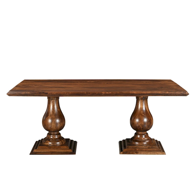 Table à manger Willow à double piédestal en bois massif