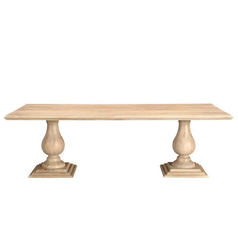 Table à manger Willow à double piédestal en bois massif