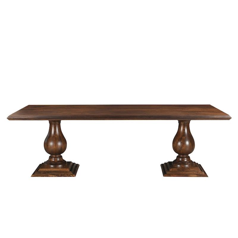 Table à manger Willow à double piédestal en bois massif